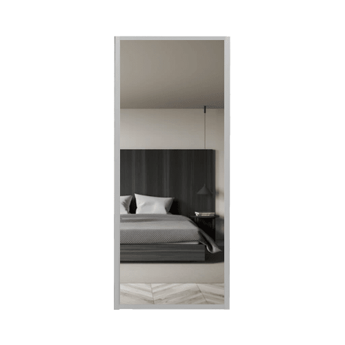 Ready Made Wardrobe Sliding Door - Mirror 600 - Silver Frame